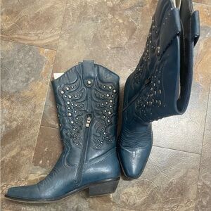 Limelight Dunn 2 Navy Rhinestone Embellished Cowboy Boots - Size 10
